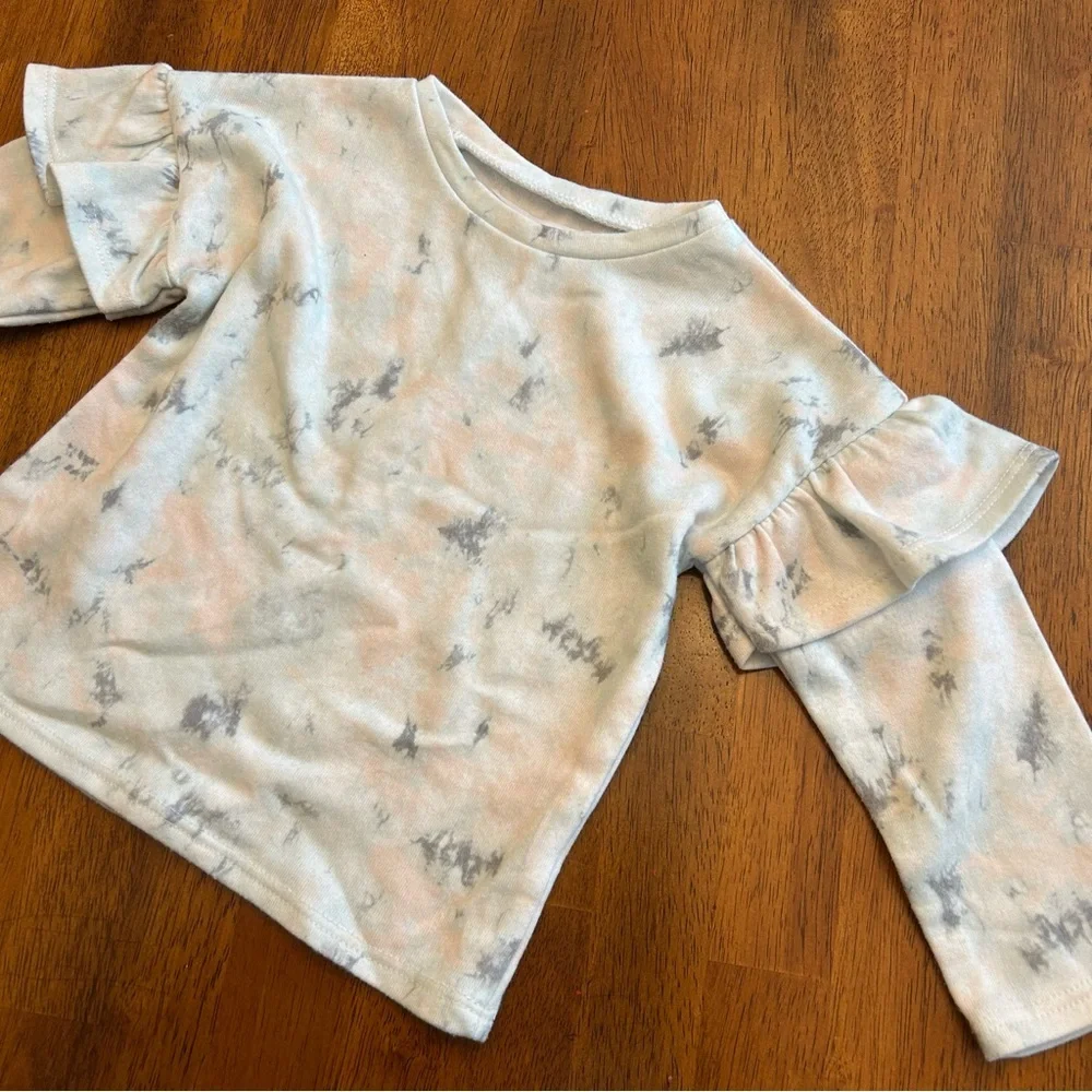 Grayson Mini Pastel Tie-Dye Ruffle Shoulder Long Sleeve Top | Toddler Girl 2T